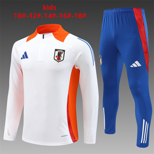 24/25 Japan white Kid half zip Tracksuit