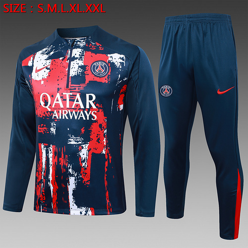 24/25 PSG royal blue Inkjet half zip Tracksuit
