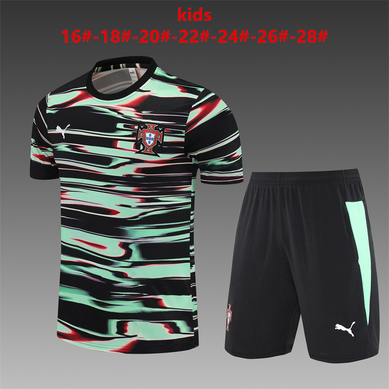 25/26Portugal green and black  kids Training Kits