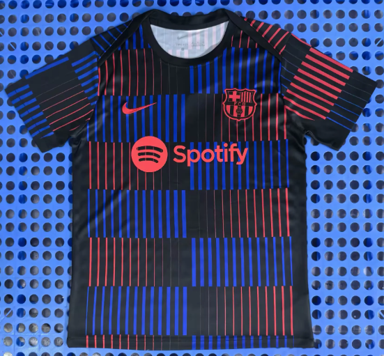 Fans Version 24/25 Barcelona Red Blue Grid Training Suit 