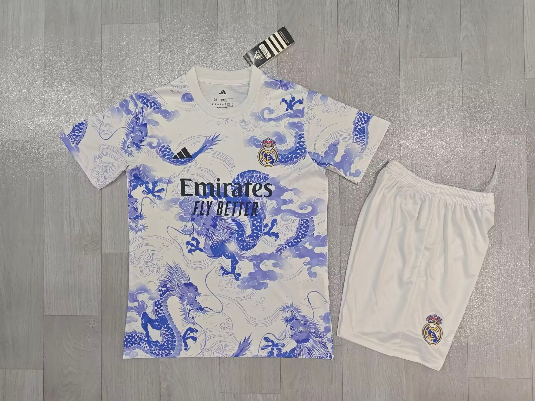 Kids kits 25/26 Real Madrid Chinese Loong Blue White 