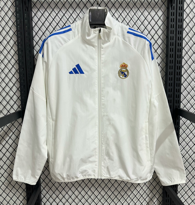 25/26 Real Madrid white waterproof training windbreaker