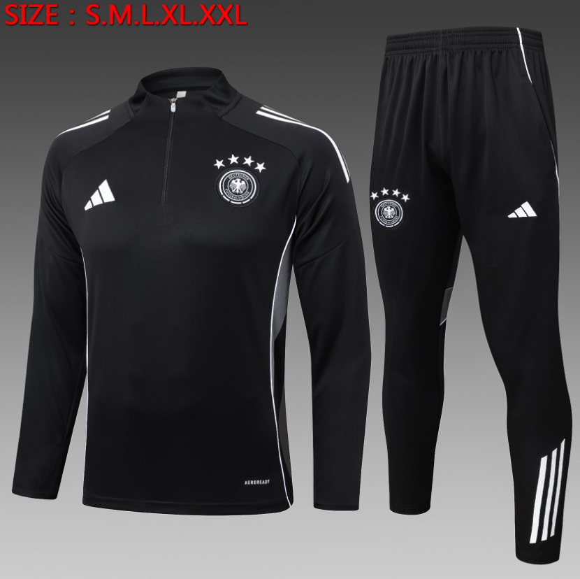  25/26 Half German Black (four-star team emblem) Tracksuit