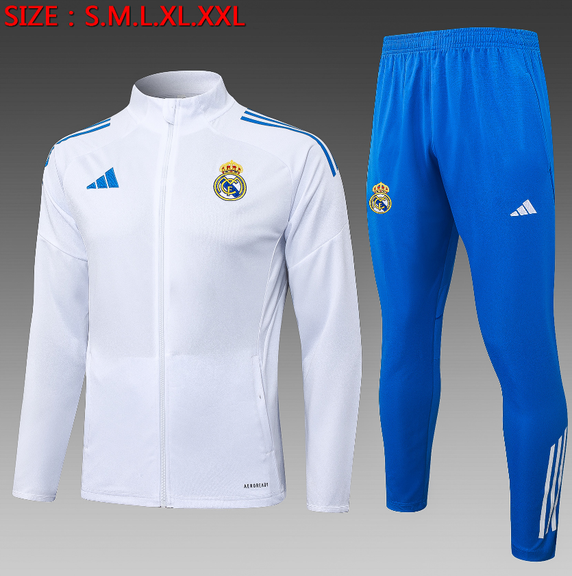 25/26 Real Madrid White (Lake Blue Three Sides) Jackets sets