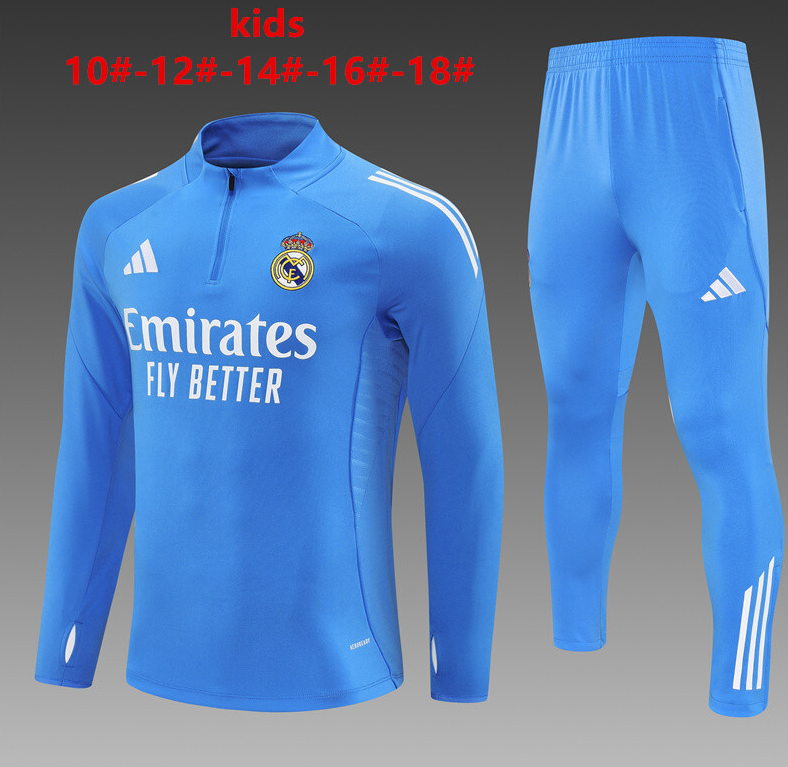 25/26 kid half Real Madrid Light Blue Tracksuit