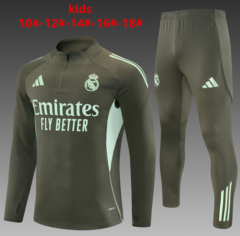 25/26 kid half Real Madrid Khaki Tracksuit