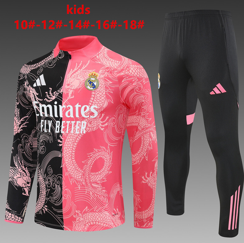 25/26 kid half Real Madrid Black Pink Tracksuit