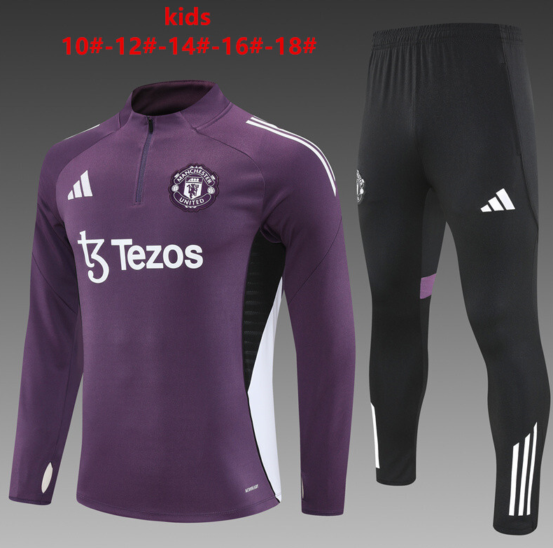 25/26 kid half Manchester United Purple Tracksuit