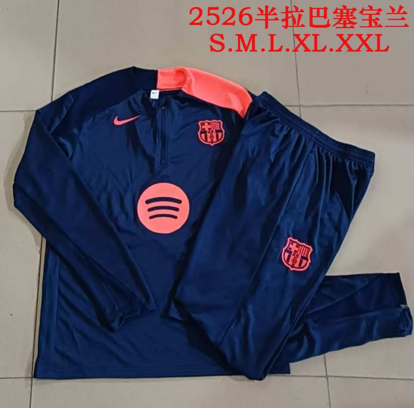 25/26 Half Barcelona Royal Blue (Shoulder Double Color) Tracksuit