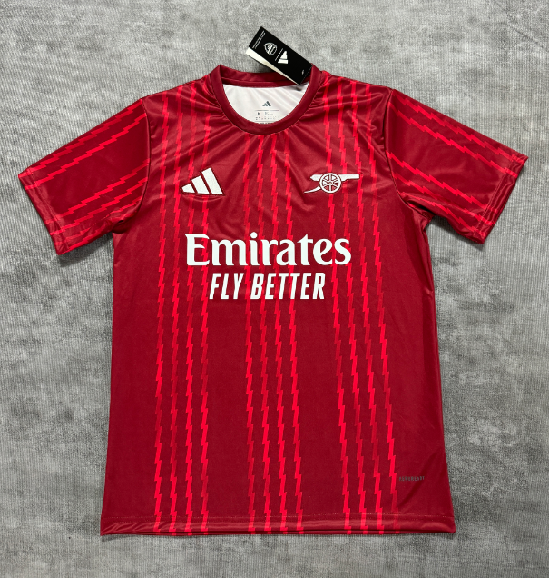 Fan version 25/26 Arsenal training top with red vertical stripes