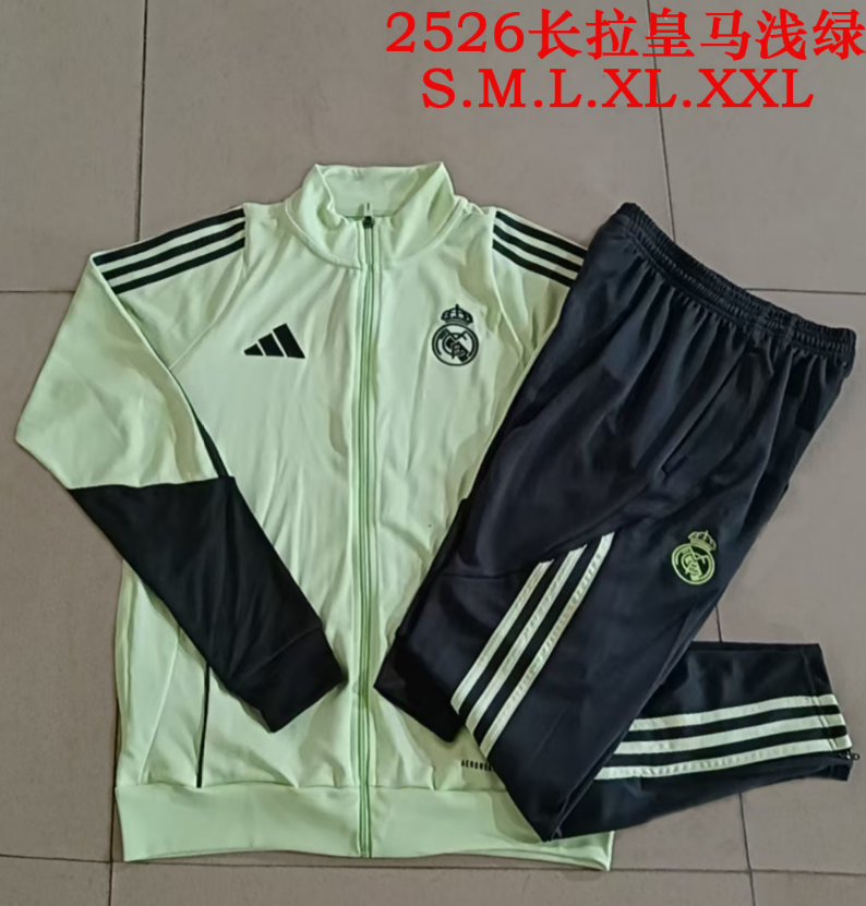 25/26 Real Madrid Light Green (Sleeves Grey Green) Jackets sets