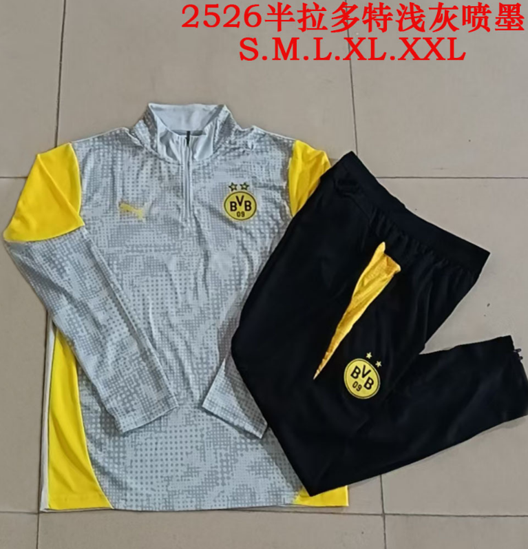 25/26 Half Pull Dortmund Light Grey Inkjet Tracksuit