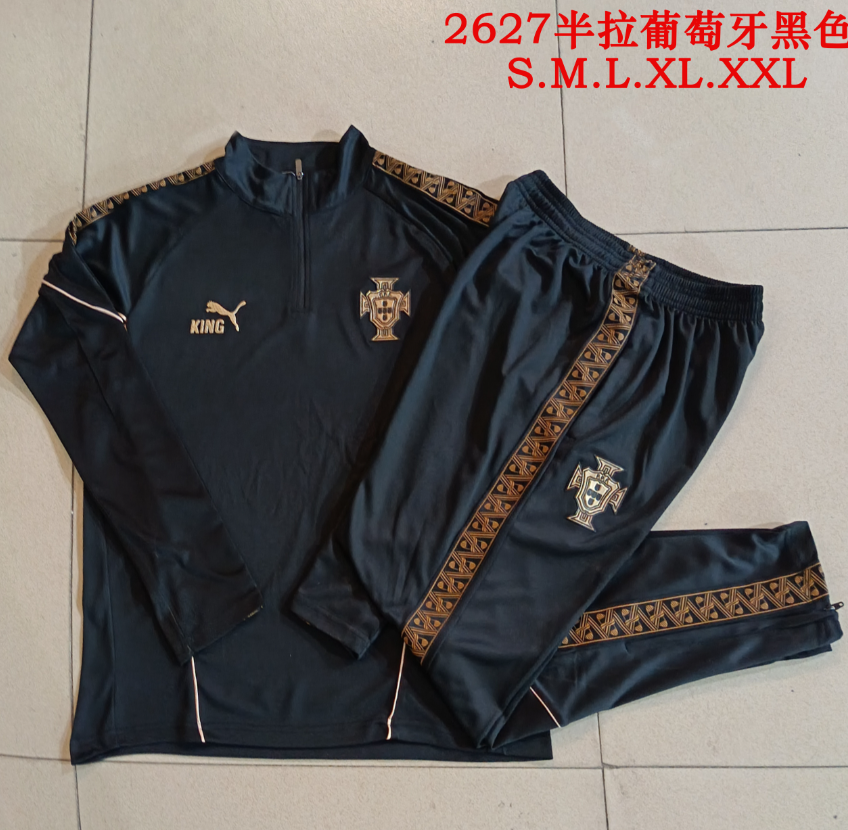 26/27 Half Pull Portugal Black Tracksuit
