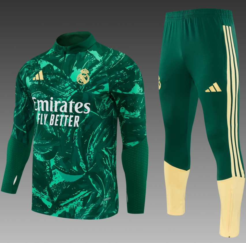 26/27 Adults Half Pull Real Madrid Dark green 【Camouflage pattern】 Tracksuit