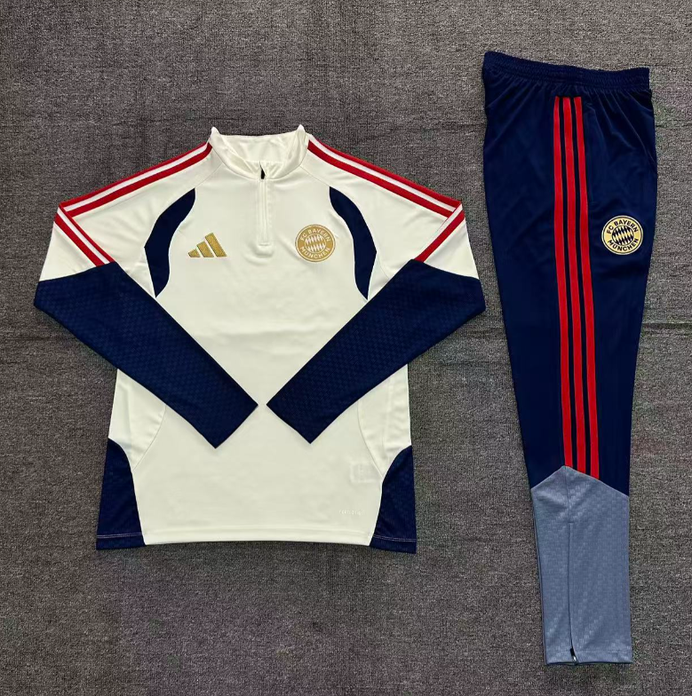 26/27 Kids Half Pull Bayern Munchen Beige yellow Tracksuit
