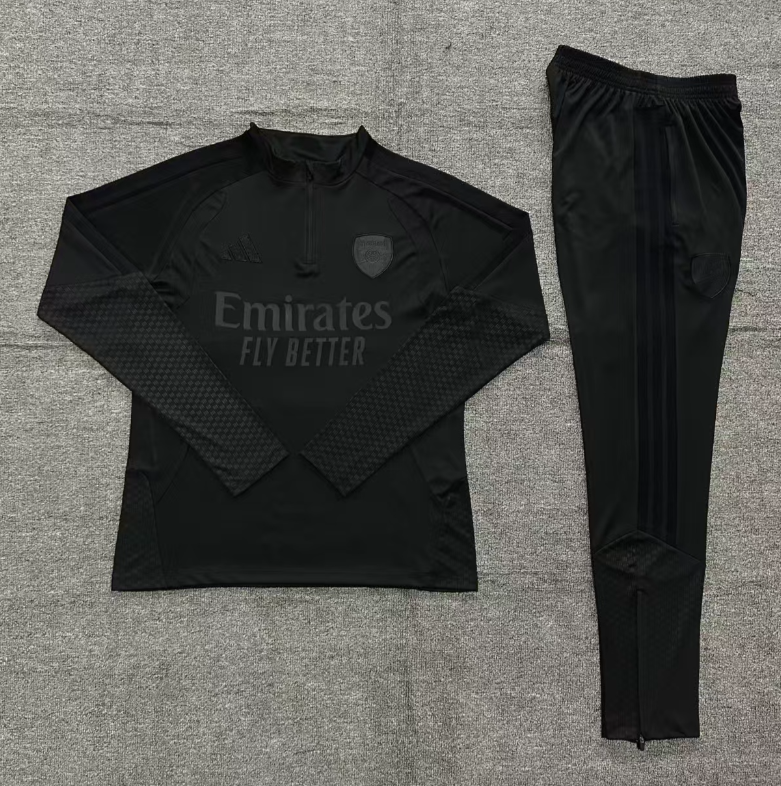 26/27 Adults Half Pull Arsenal Black【All black version】 Tracksuit