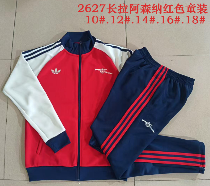 26/27 Kid Long Pull Arsenal Red (White Sleeves) Jackets sets