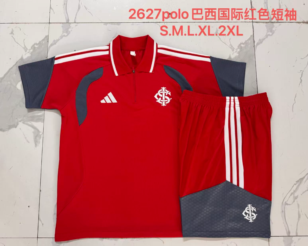 26/27 Adults POLO Brazil International Red (with cropped pants) Training Kits