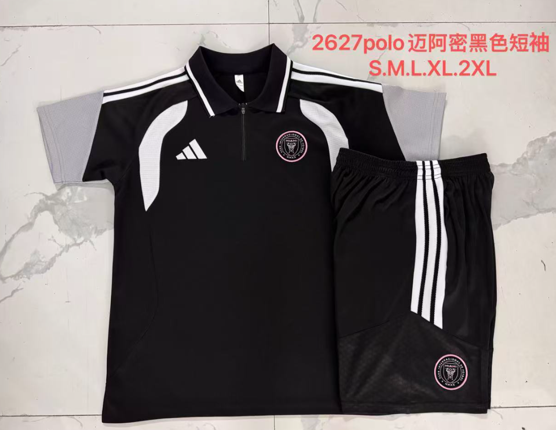 26/27 Adults POLO INTER MIAMI black (with cropped pants) Training Kits