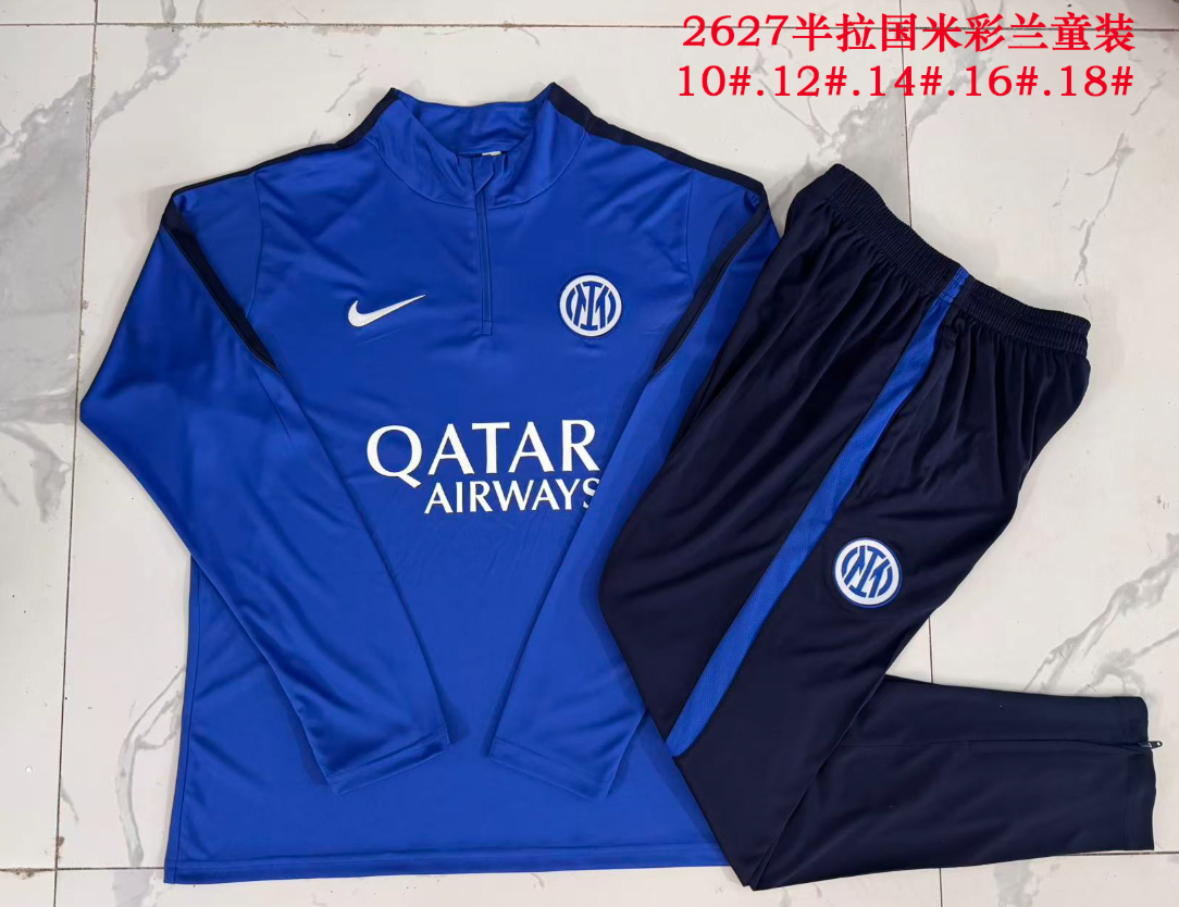 26/27 Kids Half Pull Inter Milan Colorful Blue Tracksuit