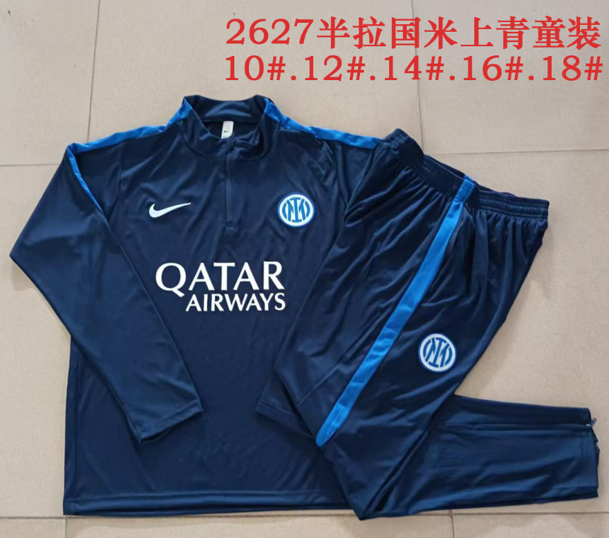 26/27 Kids Half Pull Inter Milan cyan Tracksuit