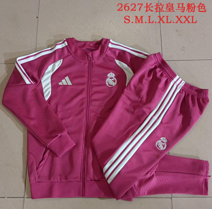26/27 Long Pull Real Madrid pink Jackets sets