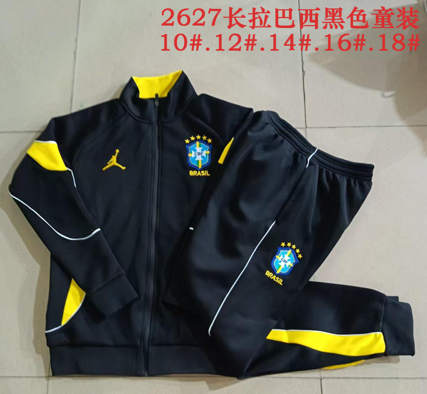 26/27 Kid Long Pull Brazil black Jackets sets