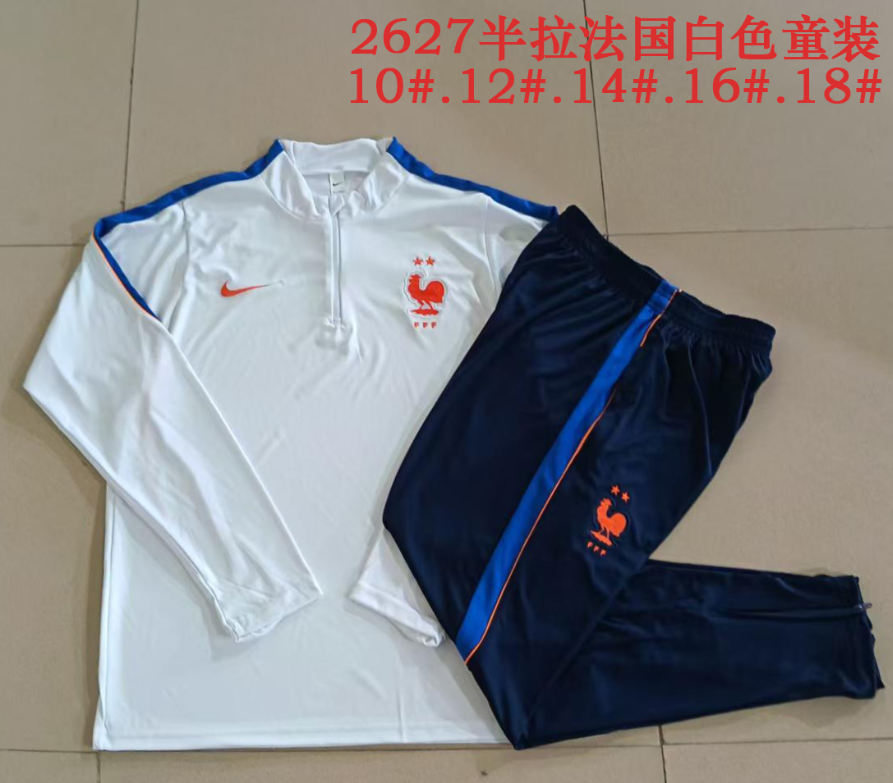 26/27 Kids Half Pull France white Tracksuit