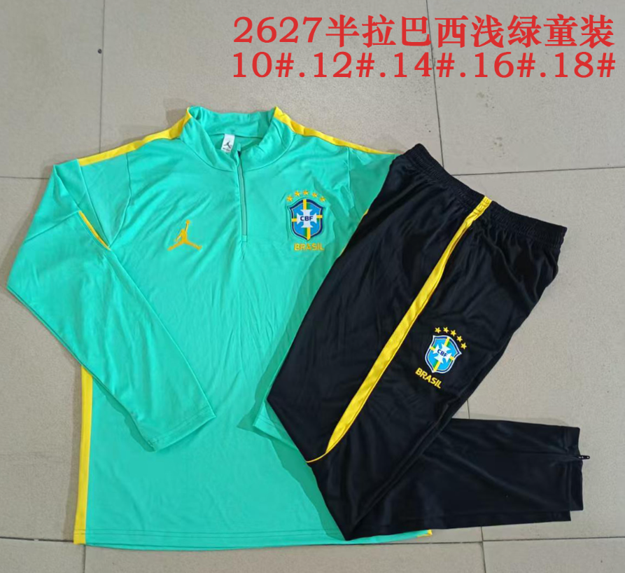 26/27 Kids Half Pull Brazil light green Tracksuit