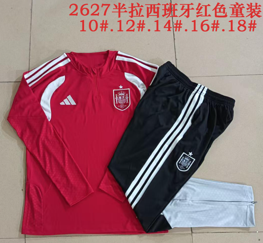 26/27 Kids Half Pull Spain red Tracksuit