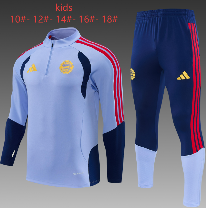 26/27 Kids Half Pull Bayern Grey Blue Tracksuit