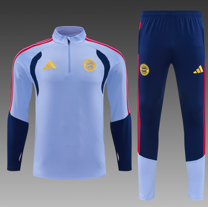 26/27 Adults Half Pull Bayern Grey Blue Tracksuit