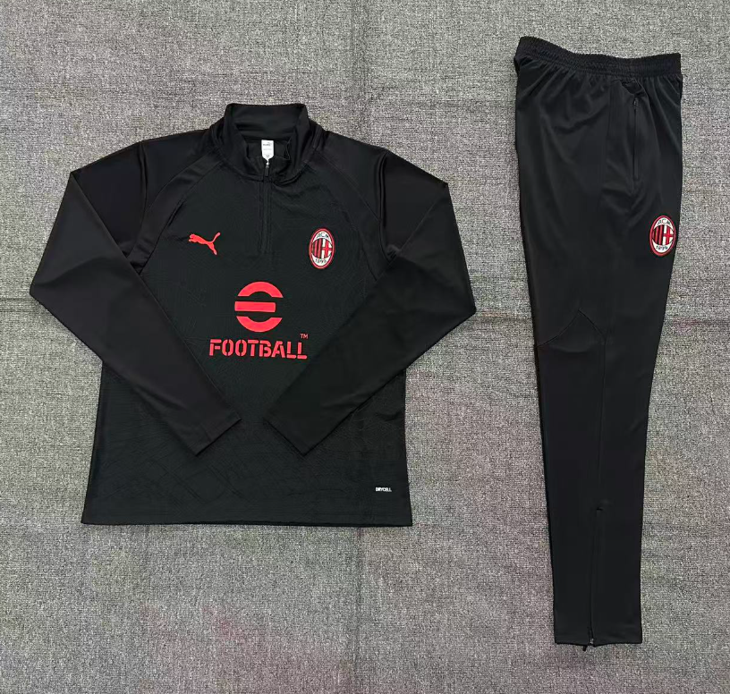 26/27 Adults Half Pull AC Milan black Tracksuit