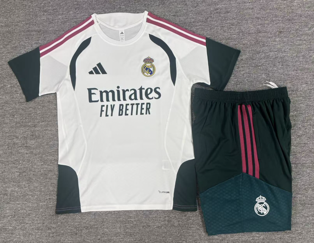 26/27 Kids Real Madrid white with dark green Training Kits